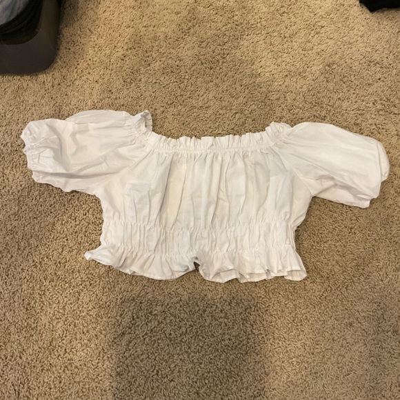 Zara off the shoulder white puffer top - Picture 2 of 2